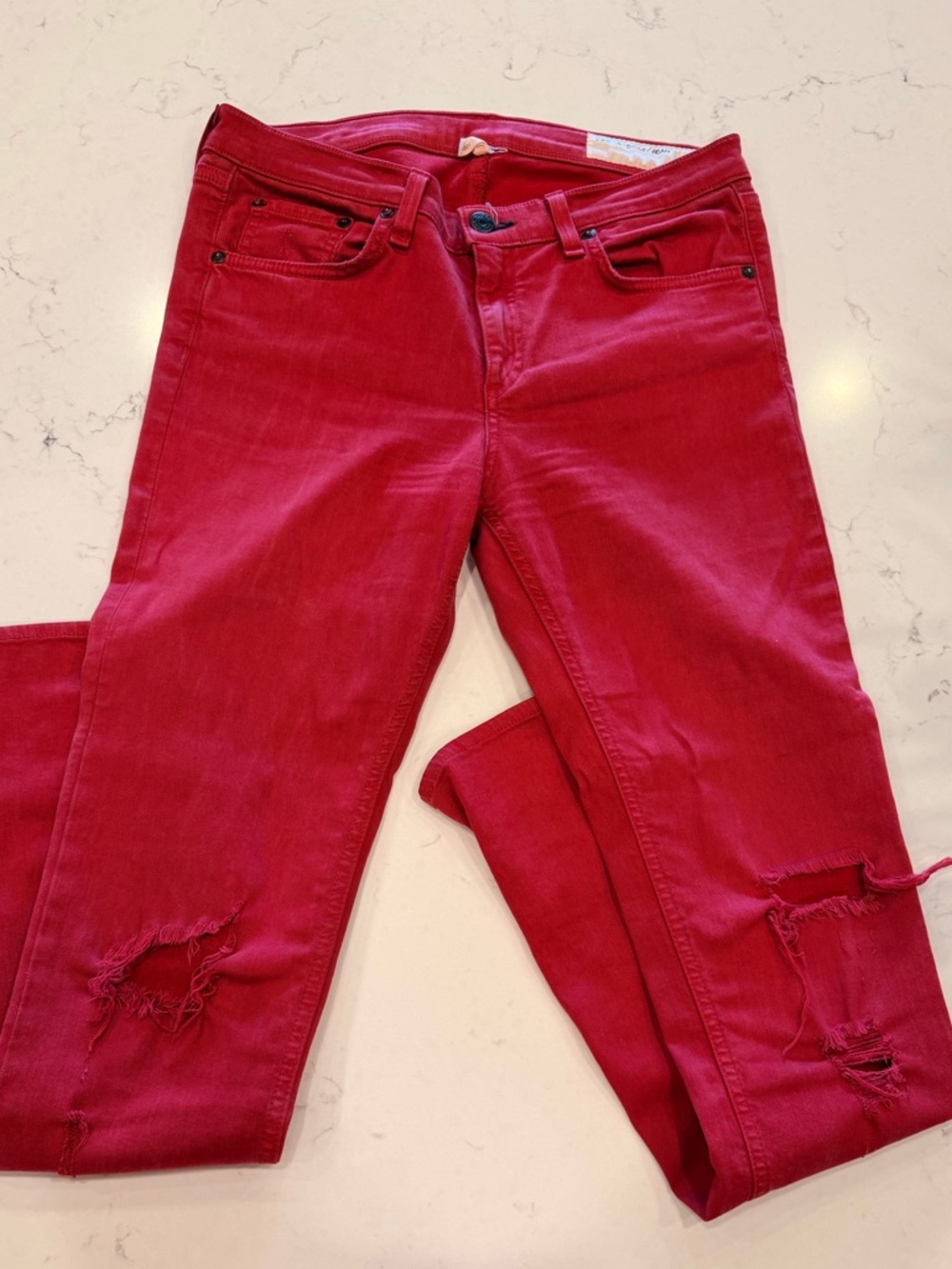 Rag and Bone  Straight-Leg Women's Jeans in Vibrant Red